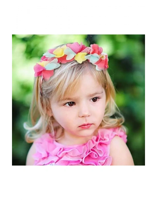 Lily Kız Çocuk Soft Karışık Renkli Şifon Çiçek Taç