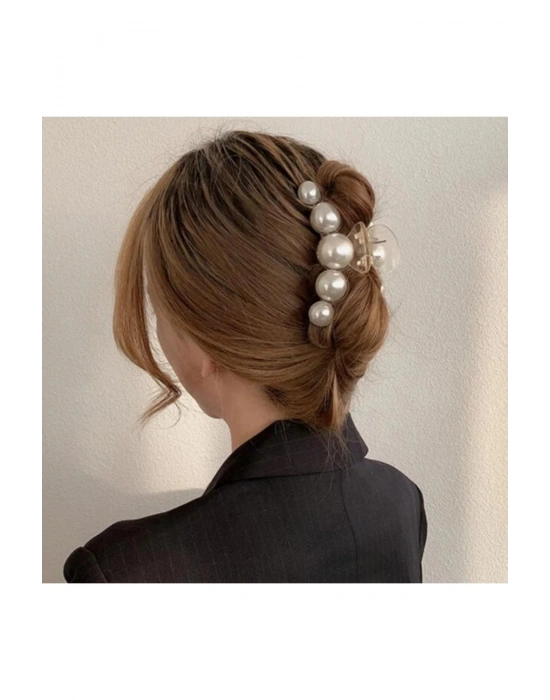 Vintage Büyük Incili Akrilik Mandal Toka