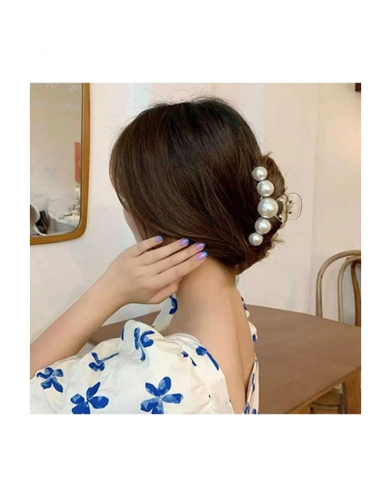 Vintage Büyük Incili Akrilik Mandal Toka