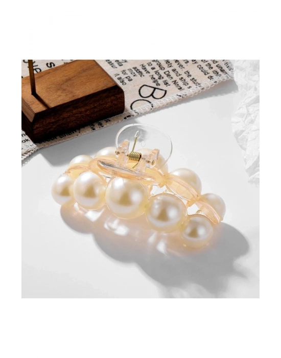 Vintage Büyük Incili Akrilik Mandal Toka