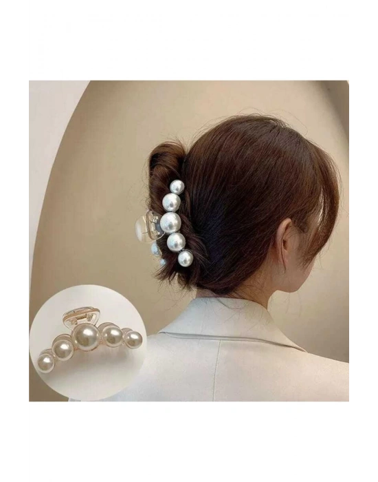 Vintage Büyük Incili Akrilik Mandal Toka