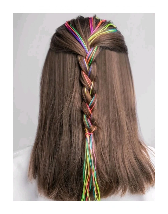 Kalın Ipli Ebruli 8 Adet Saç Ipi 100 Cm