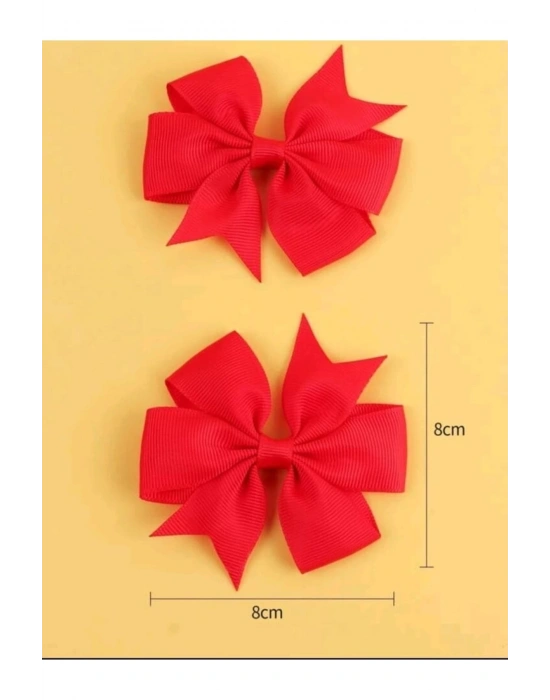 Lily Kız Çocuk -bebek Ikili Kırmızı Renk Pırpır Toka 23 Nisan Tokası Özel Gün Parti Tören Tokası