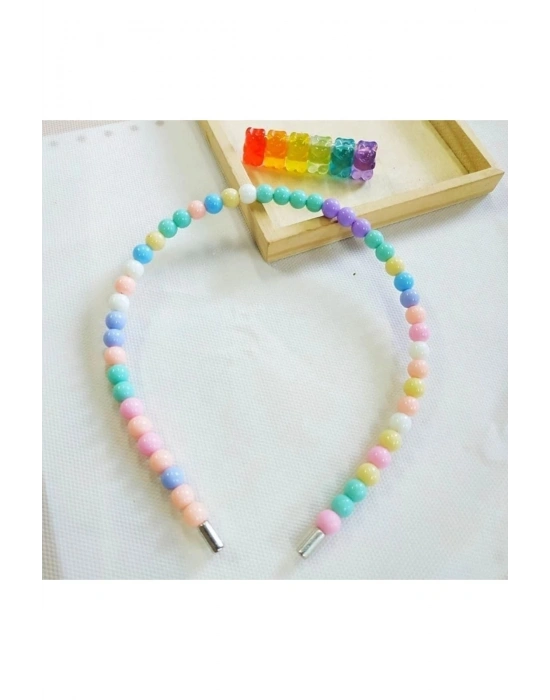 Lily Renkli Boncuklu Kız Çocuk Tacı