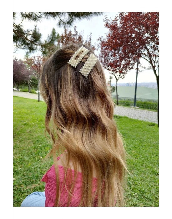 Vintage Ikili Incili Çıtçıtlı Yan Toka