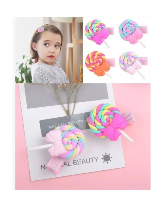 Lily Bir Çift Adet Pembe Renk Lolipop Pens Toka