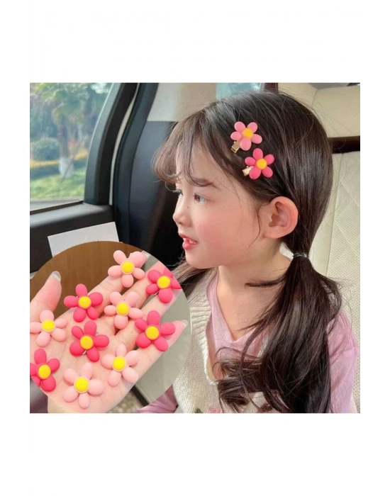 Lily Fuşya-pembe Ikili Çiçek Klips Toka