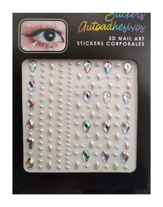 Vintage Karışık Model Inci Ve Kristal Vücut Taşı Sticker Taş Festival Taşı Europia Makyaj Taşı