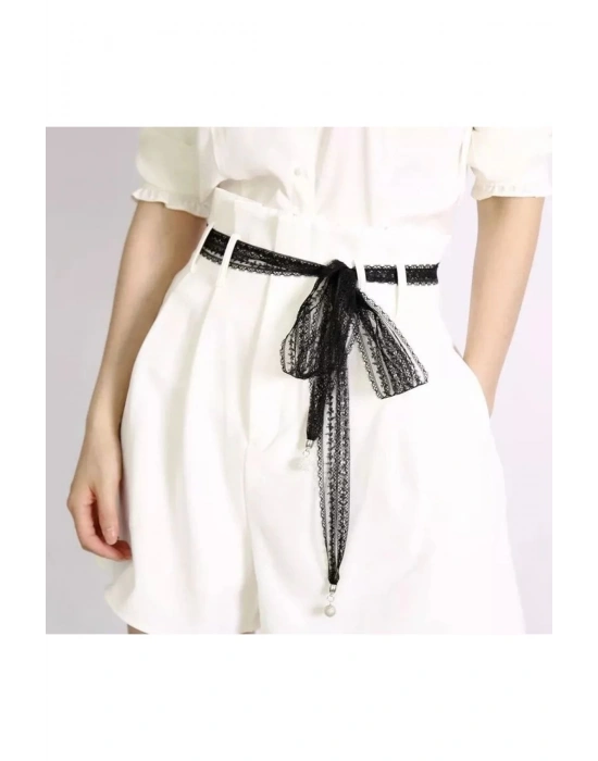 Vintage Çok Amaçlı Siyah Dantel Choker Fular Kolye