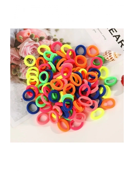 Lily 100 Adet Neon Renkler Saç Lastik Tokası Havlu Toka Bebek Ve Çocuk Tokası Saç Örgü Lastiği