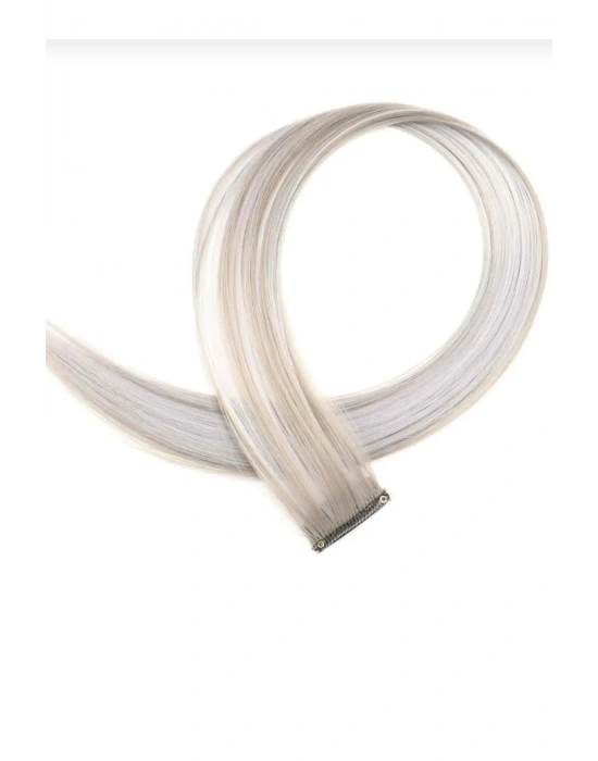 Vintage Gri Renk Postiş Tak Çıkart Saç Çıtçıtlı Saç