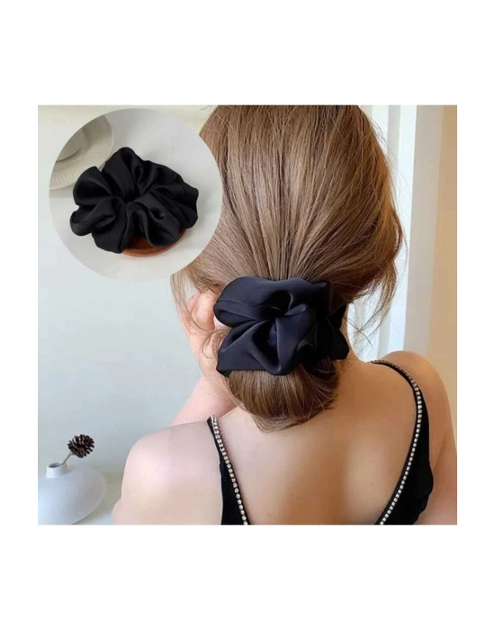 Vintage Siyah Saten Scrunchie Toka