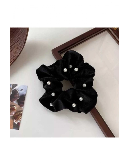 Vintage Incili Kadife Scrunchie