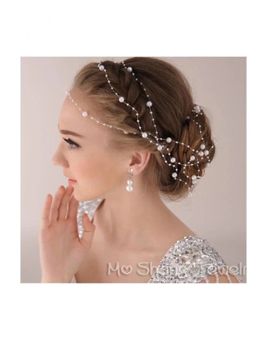 Vintage Çıtçıtlı Inci Kordonu Gelin Tokası Duvak Tokası Nikah Tokası