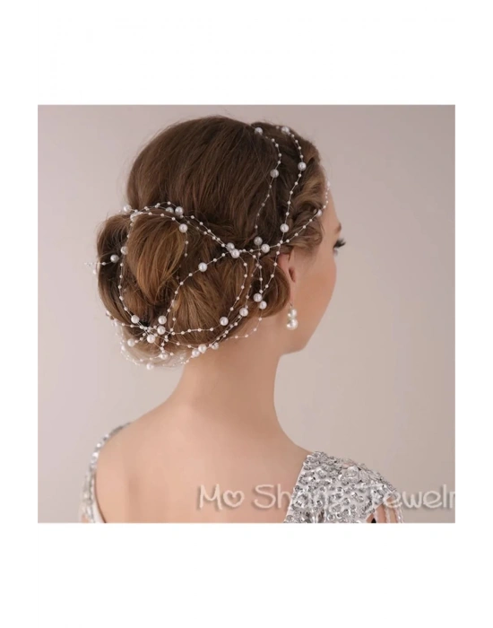 Vintage Çıtçıtlı Inci Kordonu Gelin Tokası Duvak Tokası Nikah Tokası