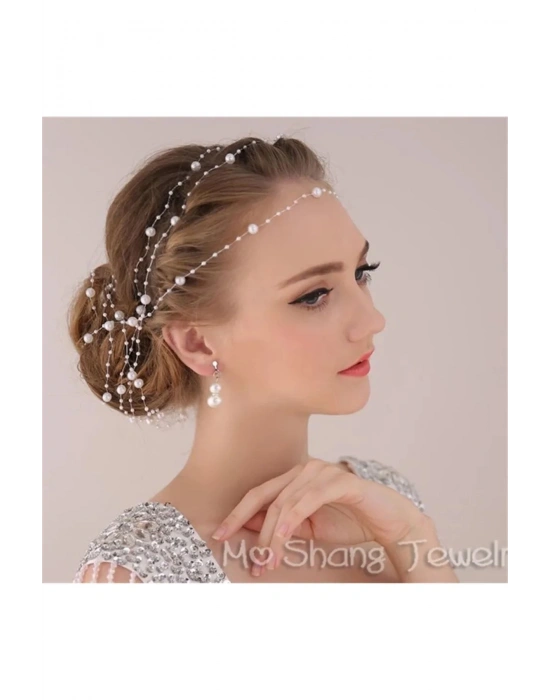 Vintage Çıtçıtlı Inci Kordonu Gelin Tokası Duvak Tokası Nikah Tokası