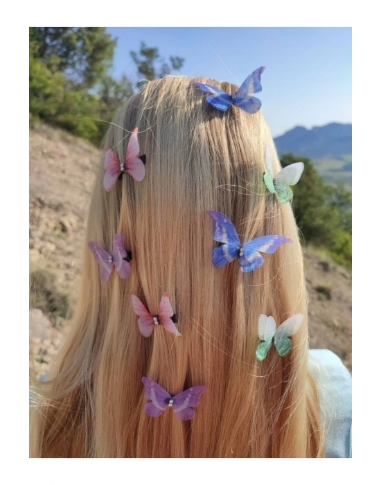 Lily 4 Adet Karışık Renk Kelebek Model Klips Toka