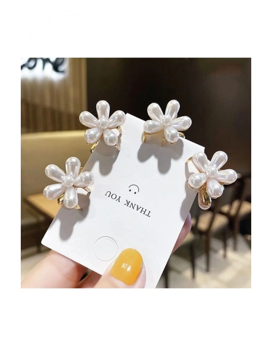 Vintage 2 Adet İncili Çiçek Model Mandal Toka