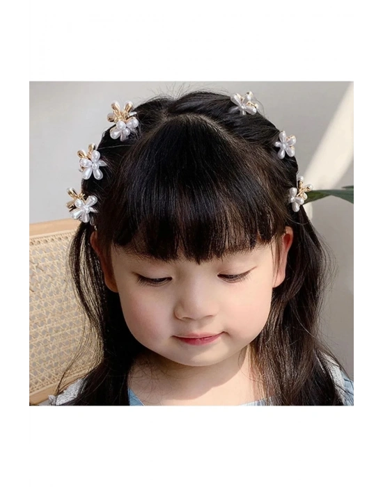 Vintage 2 Adet İncili Çiçek Model Mandal Toka