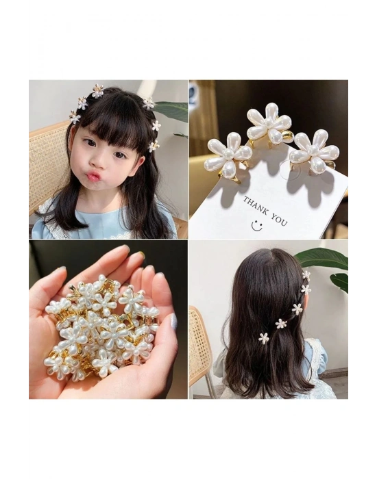 Vintage 2 Adet İncili Çiçek Model Mandal Toka