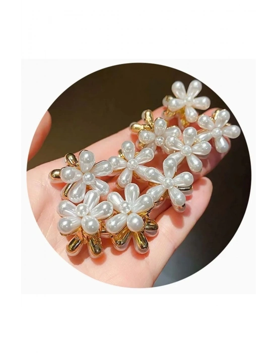 Vintage 2 Adet İncili Çiçek Model Mandal Toka