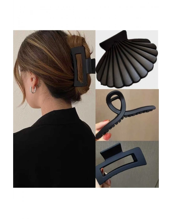 Vintage 3 lü Siyah Plastik Mandal Toka