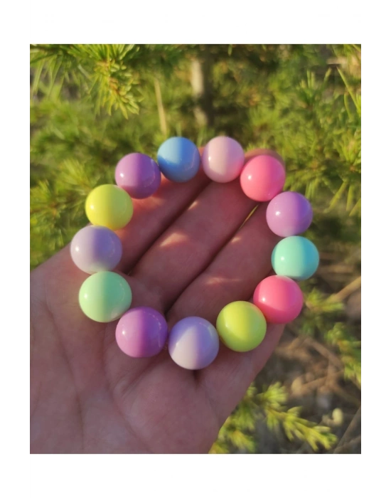 Vintage Rengarenk İncili Halka Toka