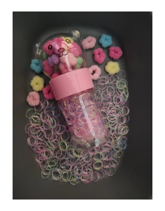 Lily Kavanozlu Örgü Tokası ve Mini Havlu Lastik Toka Seti