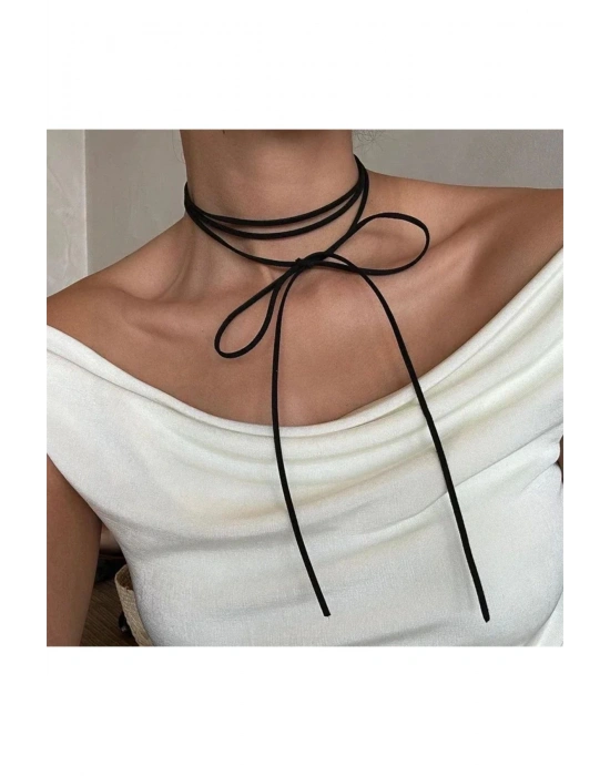 Vintage Siyah Süet Choker Kolye
