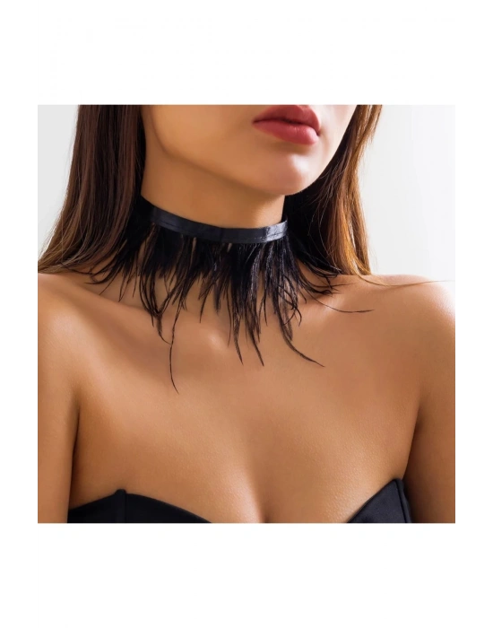 Vintage Tüylü Choker Kolye