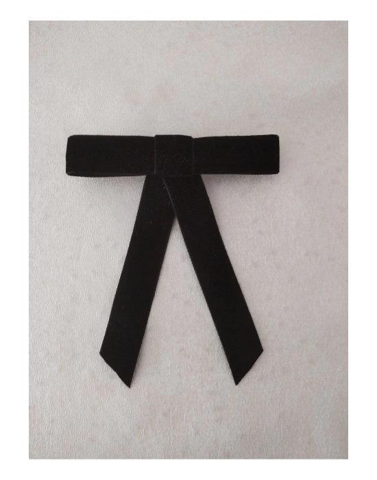 Vintage Siyah ve Kırmızı Kadife Minimal Otomatik Klipsli Toka