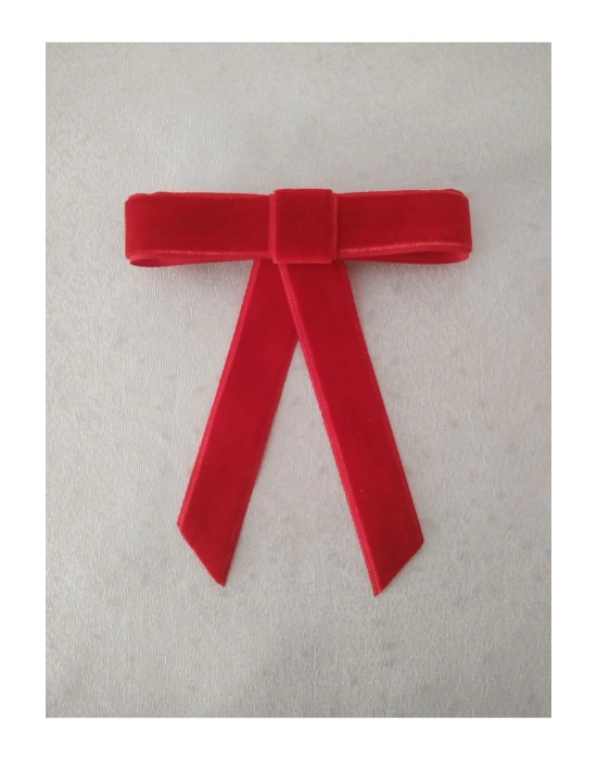 Vintage Siyah ve Kırmızı Kadife Minimal Otomatik Klipsli Toka