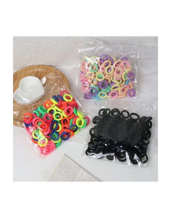 Lily 3 Farklı Renkte 100 Er Adet Toplam 300 Adet Örgü Tokası Mini Havlu Lastik Toka Çap 2 Cm