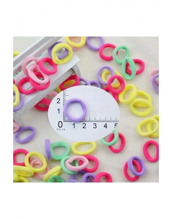Lily 3 Farklı Renkte 100 Er Adet Toplam 300 Adet Örgü Tokası Mini Havlu Lastik Toka Çap 2 Cm