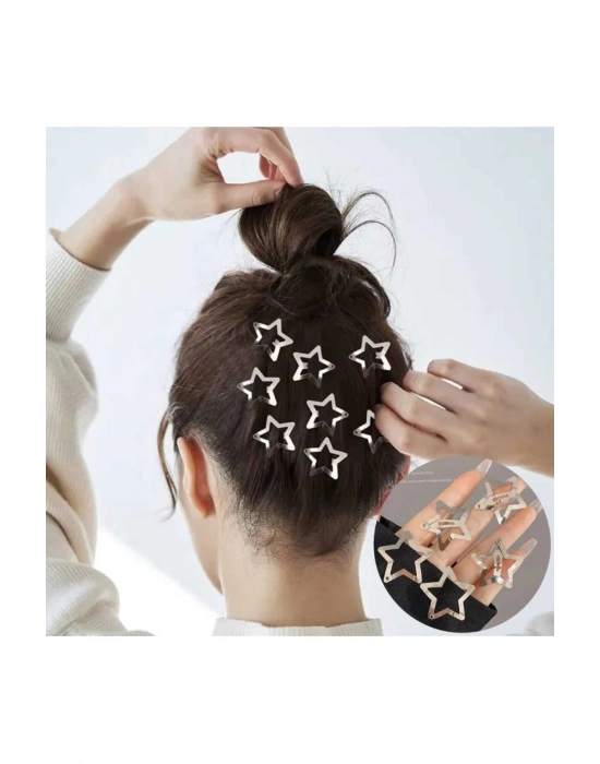 Vintage Yıldız Çıtçıt Nikel Kaplama Metal Pens Toka 5 Adet