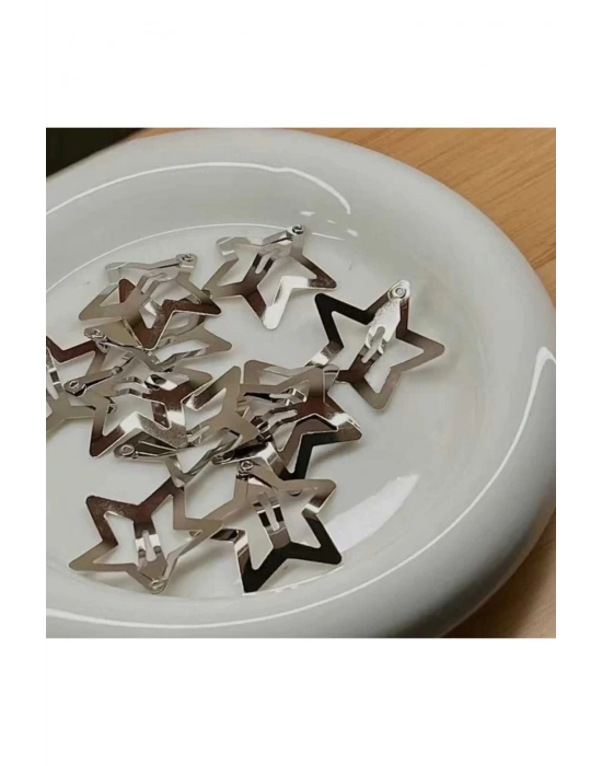 Vintage Yıldız Çıtçıt Nikel Kaplama Metal Pens Toka 5 Adet