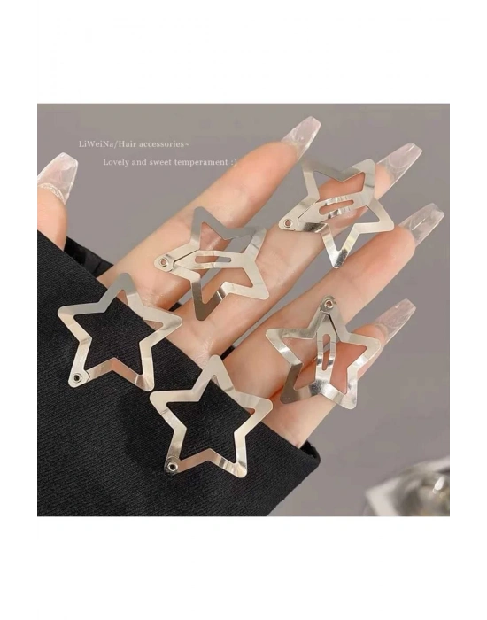 Vintage Yıldız Çıtçıt Nikel Kaplama Metal Pens Toka 5 Adet