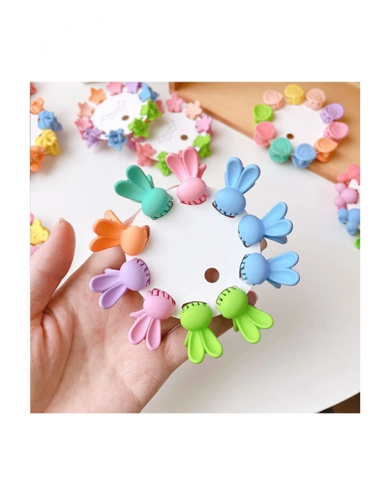 5 Adet Mat Karışık Renk Tavşan Mandal Toka