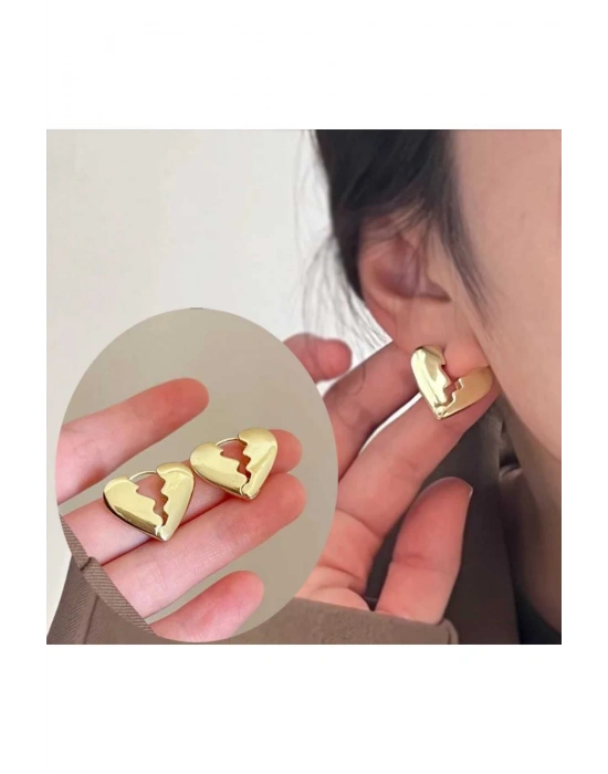 Kadın  Kalp Model Gold Küpe