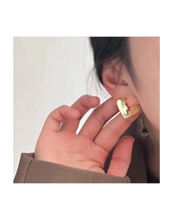 Kadın  Kalp Model Gold Küpe