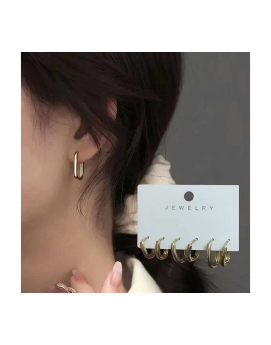 Kadın 3 Çift Halka Model Küpe