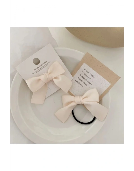 Lily Kız Çocuk İkili Saten Bağlama Tokası Lastik Toka