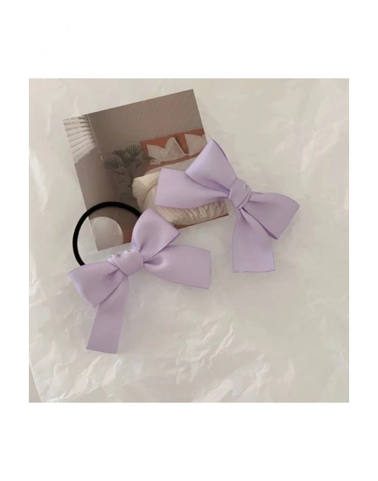 Lily Kız Çocuk İkili Saten Bağlama Tokası Lastik Toka