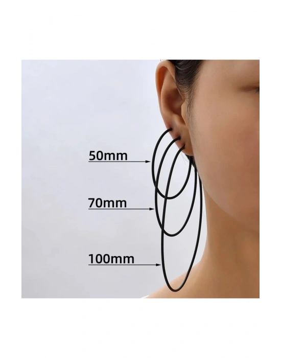 Vintage Üçlü Siyah Halka Küpe