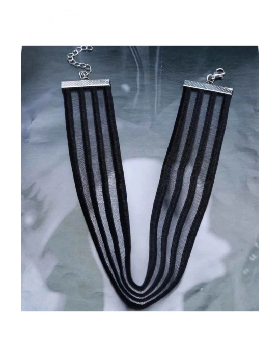 Vintage Çizgili Choker Kolye