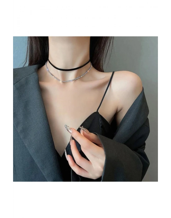 Vintage Bright Katmanlı Kristal Choker Kolye