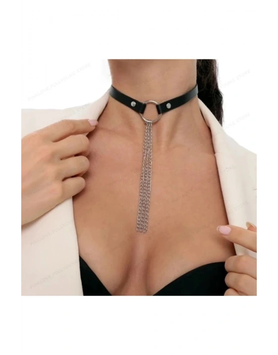 Vintage Sallantılı Deri Kolye