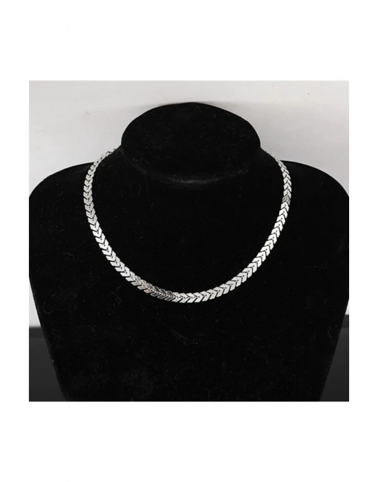 Vintage Gümüş Renk Helen Choker Kolye