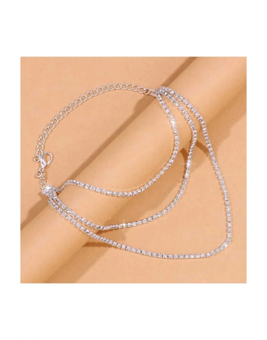 Vintage 3 Sıra Taşlı Halhal Ayakkabı Aksesuarı