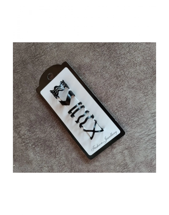 Vintage Siyah Eklem Yüzüğü Seti